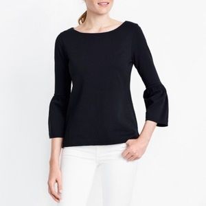 J. Crew Black Bell Sleeve Top